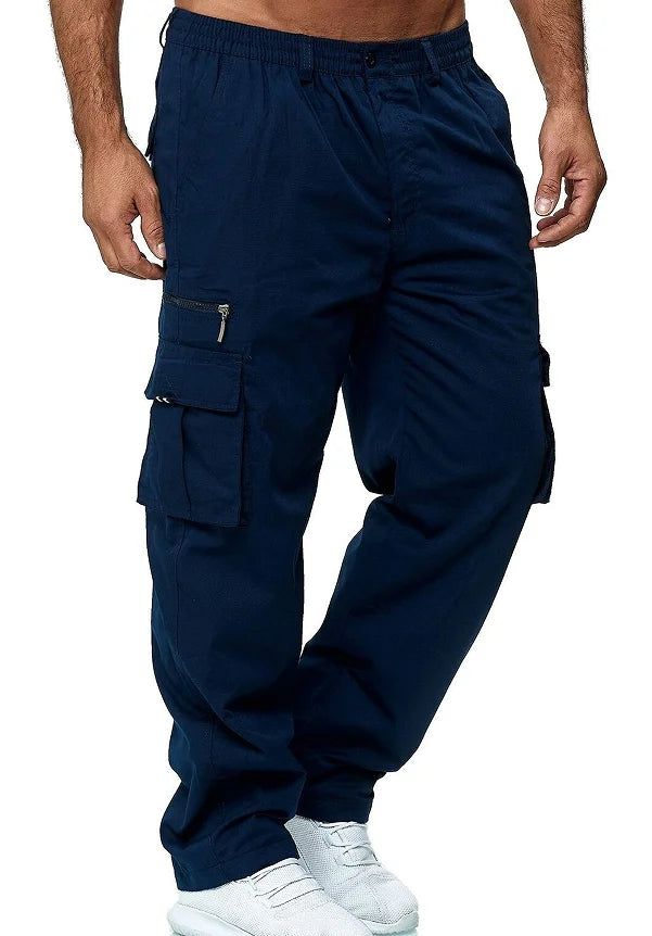 Work pantsNew men's casual multi pocket workwear pants, outdoor loose straight leg long pants, men's fitness pants, casual pants