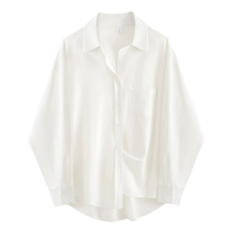 Oversize Women's White Basic Shirt Long Sleeve