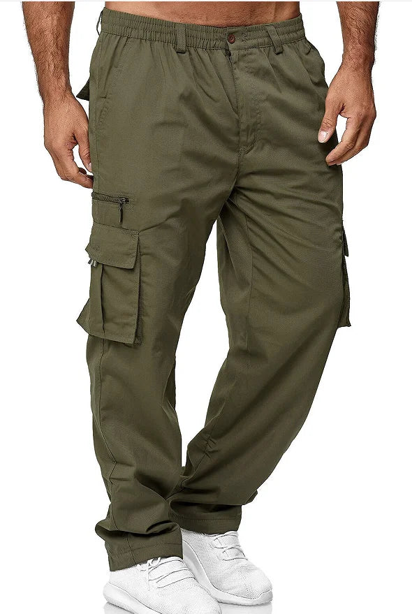 Work pantsNew men's casual multi pocket workwear pants, outdoor loose straight leg long pants, men's fitness pants, casual pants