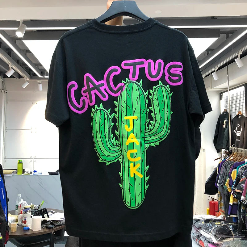 New luxury Cactus Jack Hip Hop Tshirts Travis 2025 Men's Hip Hop Cotton T-Shirt Streetwear Tee Top