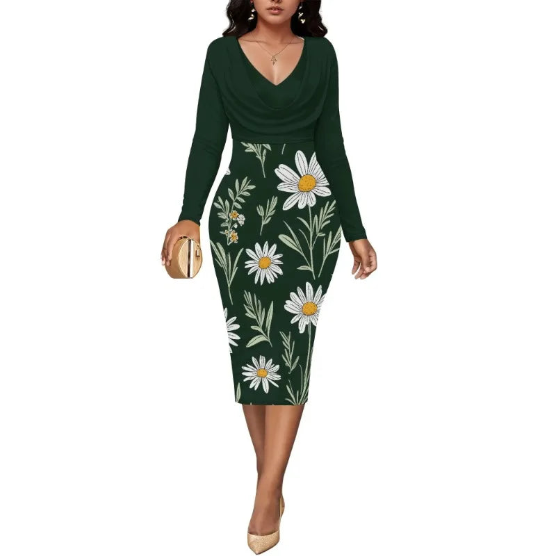 Womens Midi Dresses Church Dresses Long Sleeve