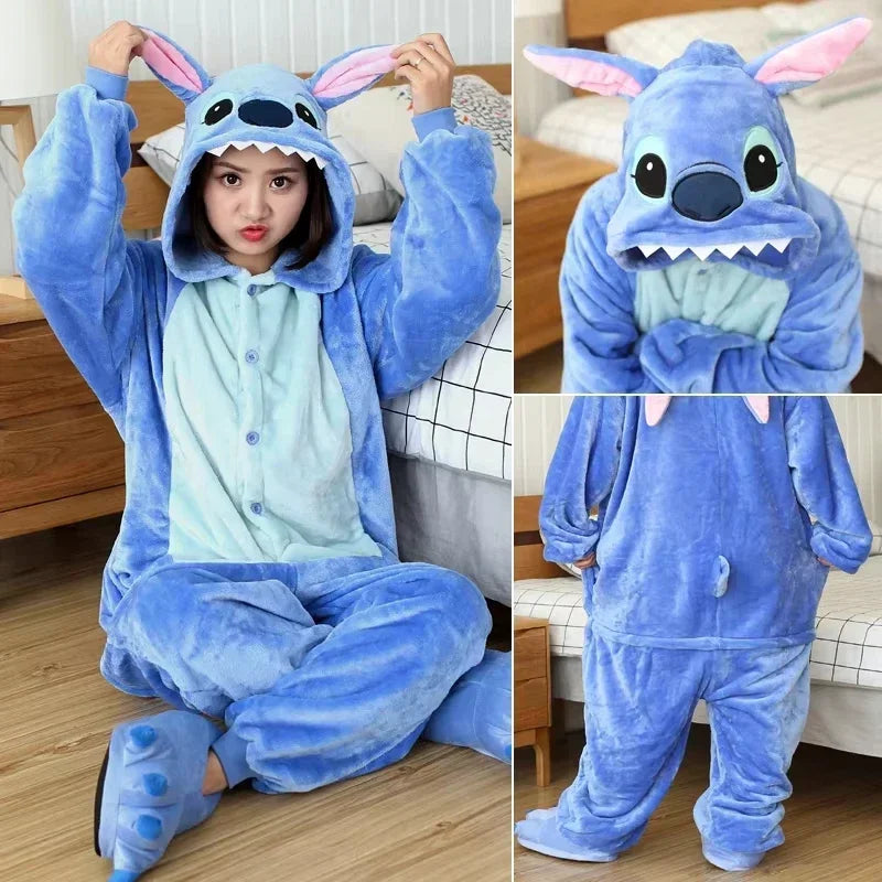 Winter Adult Jumpsuit Men's and Women's Sleepwear Set