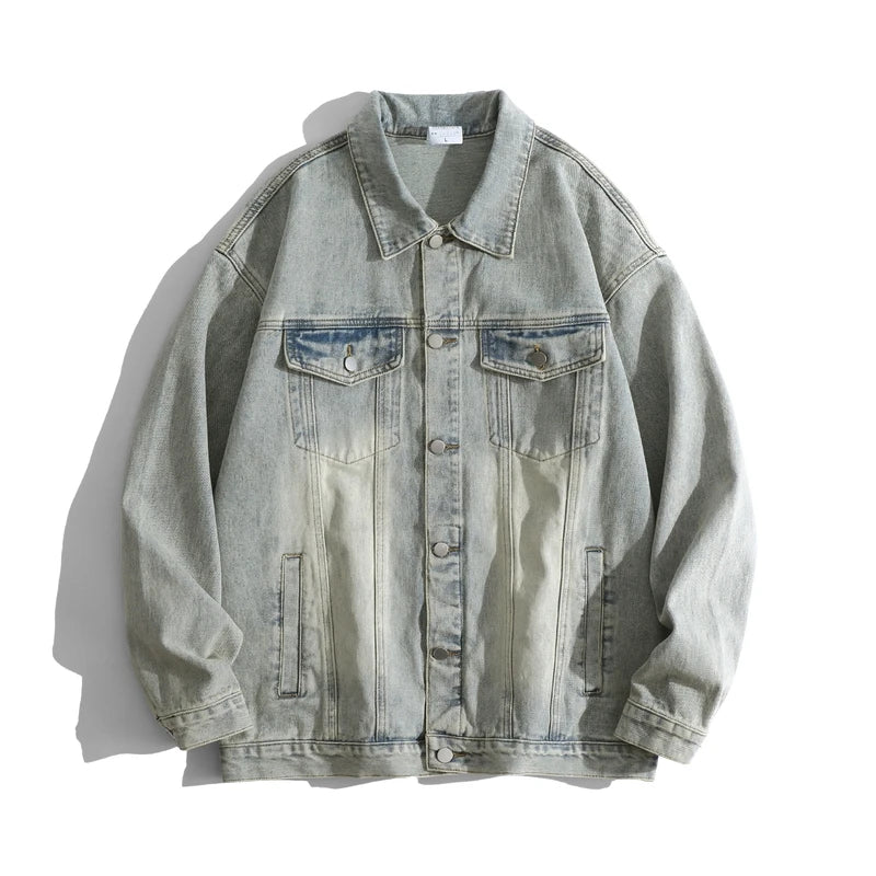 2025 New Fleece-Lined Denim Jacket Men's Loose Fit Warm Work Clothes Trendy Korean Style Casual Thickened Jacket