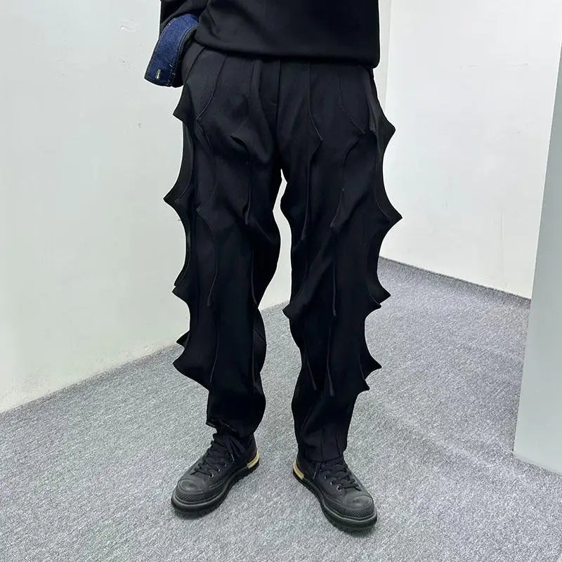 Men's 2025 Spring New Three-dimensional Design Niche Cargo Pants Personality Multi-level Trendy Zipper Chic Pleated Haren Pants