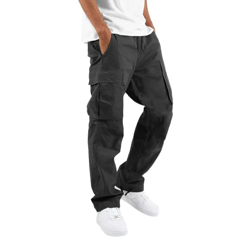 eep blue workwear pants with classic multi pocket design, featuring large capacity three-dimensional pockets on both thighs pair