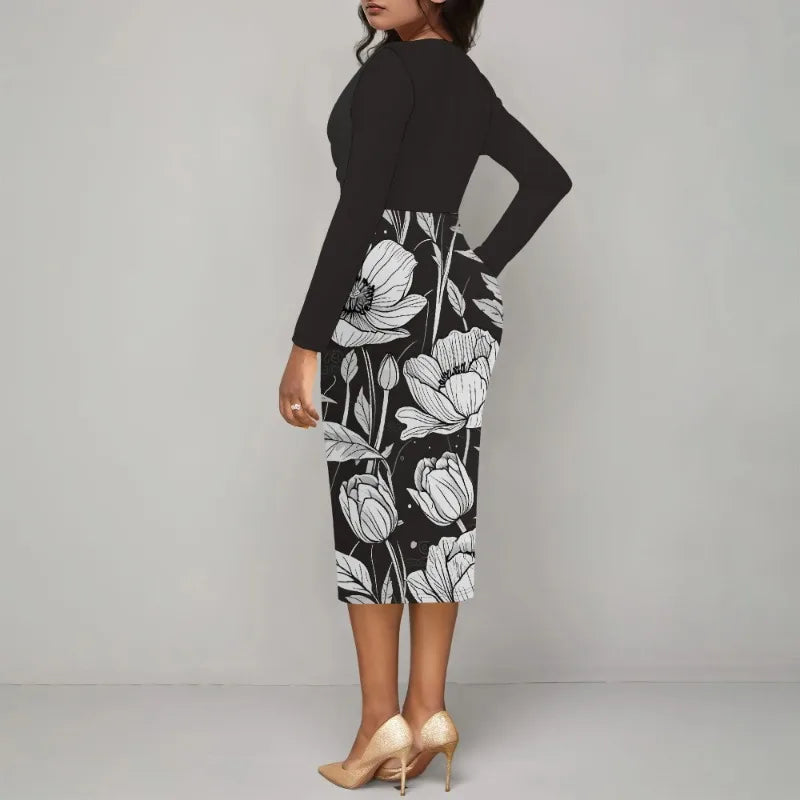 Womens Midi Dresses Church Dresses Long Sleeve