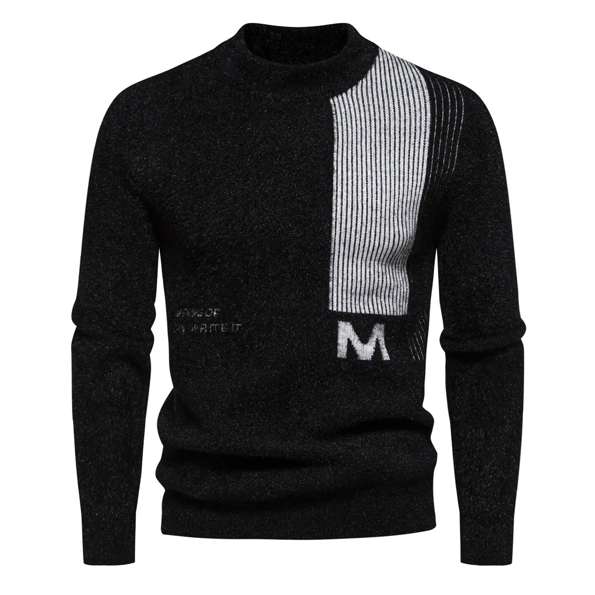 The New Men's Pure Color Round Collar M Letters Long Sleeve Sweater Fashion Comfortable Jumper