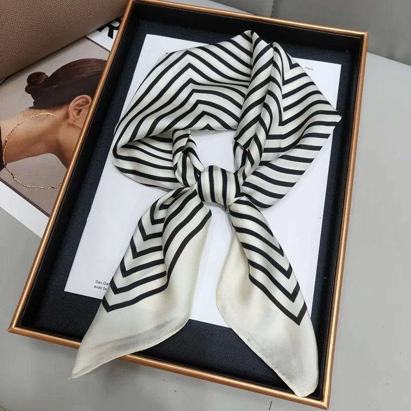 1pcs 710cm Line Rose Printed Silk Scarf for Women